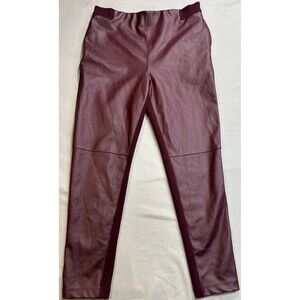 Betabrand Jett Dress Yoga Pants Women’s Large Burgundy Faux Leather Leggings
